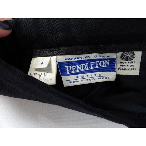 Pendelton Vtg Sz 4 Skirt Pencil Straight Wool Black Knee Length Modest Capsule - Picture 2 of 12